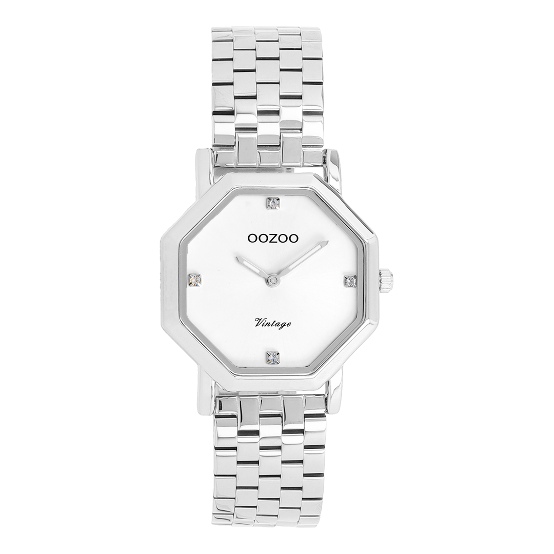 Silver coloured OOZOO watch with stainless steel bracelet